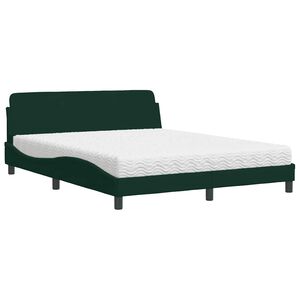 vidaXL Cama con colch&oacute;n Dover terciopelo verde oscuro 160x200 cm