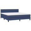vidaXL Cama box spring colch&oacute;n y luces LED tela azul 160x200 cm