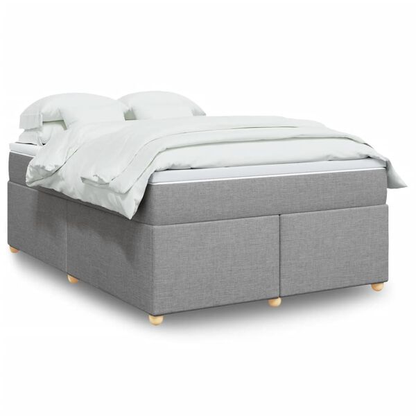 vidaXL Cama box spring con colch&oacute;n tela gris claro 140x200 cm