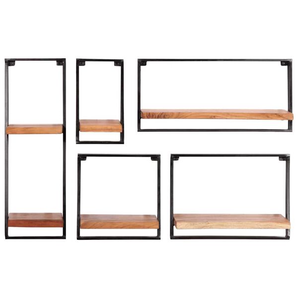 vidaXL Estantes de pared 5 unidades madera maciza acacia