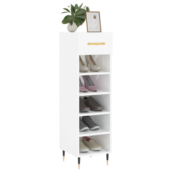 vidaXL Mueble zapatero madera contrachapada blanco brillo 30x35x105 cm