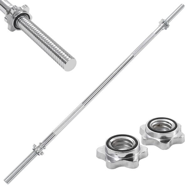 vidaXL Barra de pesas de acero plateado 3x140 cm