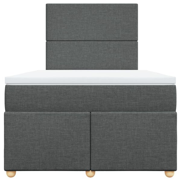 vidaXL Cama box spring con colch&oacute;n tela gris oscuro 120x200 cm