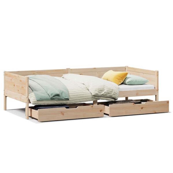 vidaXL Sofá cama con cajones madera maciza de pino 80x200 cm