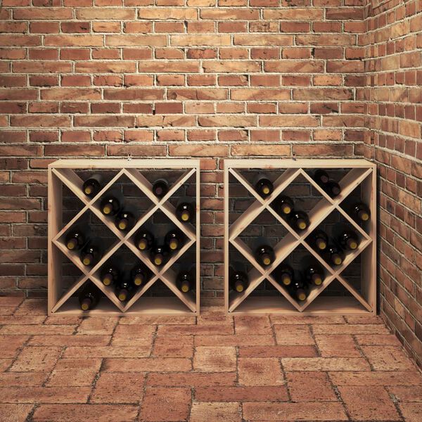 vidaXL Estante de Vino 2 pcs Natural 62 x 25 x 62 cm