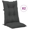 vidaXL Coj&iacute;n silla de jard&iacute;n respaldo alto 2 uds tela gris 120x50x7 cm