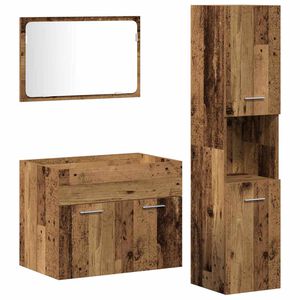 vidaXL Juego de muebles de ba&ntilde;o con puerta 3 pcs Madera envejecida