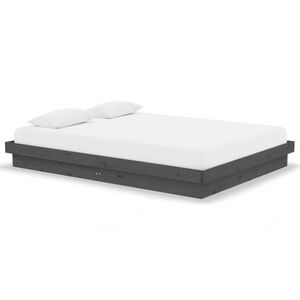 vidaXL Estructura de cama doble sin colch&oacute;n madera maciza gris