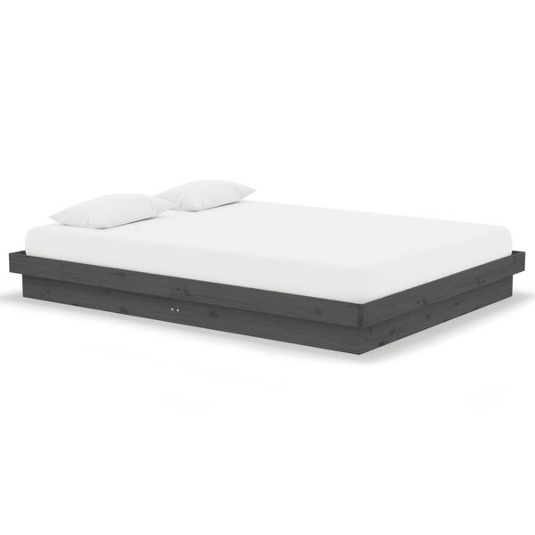 vidaXL Estructura de cama doble sin colchón madera maciza gris