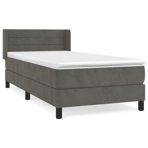 vidaXL Cama box spring con colch&oacute;n terciopelo gris oscuro 80x200 cm