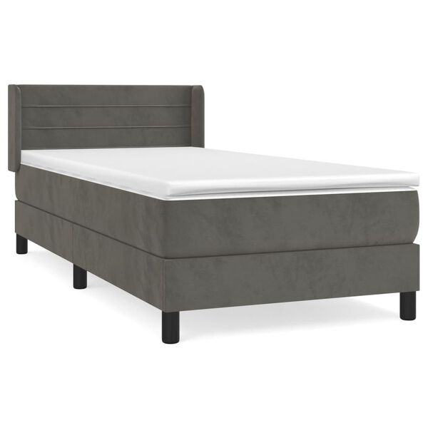 vidaXL Cama box spring con colch&oacute;n terciopelo gris oscuro 80x200 cm