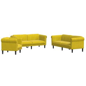 vidaXL Juego de sof&aacute;s 3 piezas terciopelo amarillo