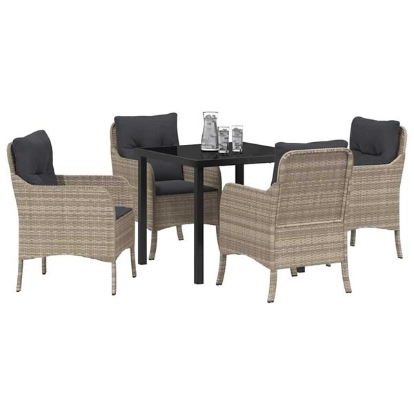 vidaXL Conjunto de Comedor de Jard&iacute;n 5 pcs Gris Claro rat&aacute;n sint&eacute;tico