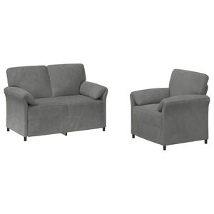 vidaXL Juego de Sof&aacute; 2 uds. Gris oscuro Terciopelo