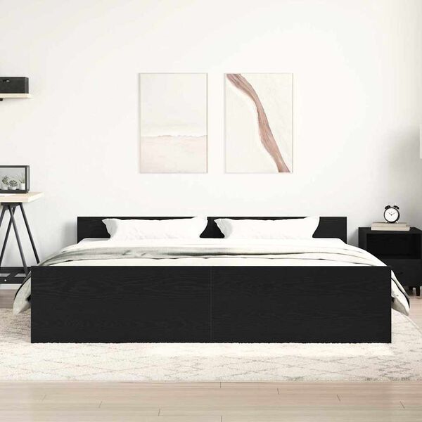 vidaXL Estructura de cama sin colch&oacute;n roble negro 180x200 cm madera de ingenier&iacute;a