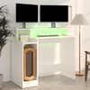 vidaXL Escritorio con luz LED madera contrachapada blanco 97x45x90 cm