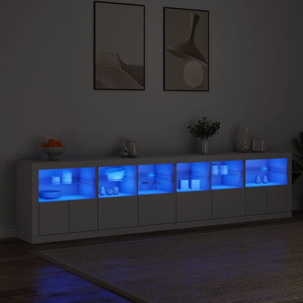 vidaXL Aparador con luces LED blanco 283x37x67 cm