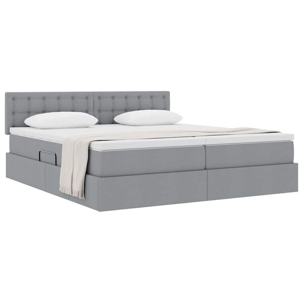 vidaXL Cama con almacenamiento Gris Claro 180 x 200 cm Cuero sint&eacute;tico