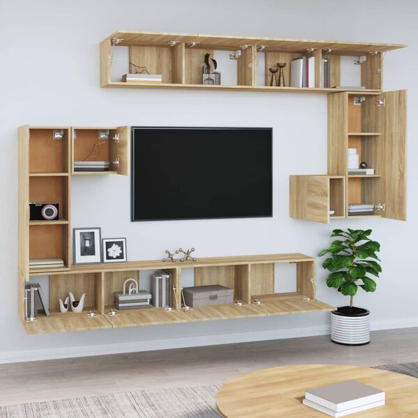 vidaXL Mueble de pared para TV madera contrachapada color roble sonoma
