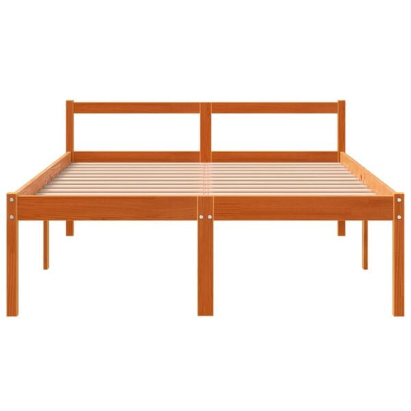vidaXL Cama para mayores madera maciza de pino marr&oacute;n cera 140x190 cm