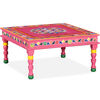 vidaXL Mesa de centro de madera maciza de mango pintada a mano rosa