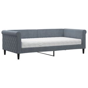 vidaXL Sof&aacute; cama con colch&oacute;n terciopelo gris oscuro 90x190 cm