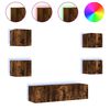 vidaXL Muebles TV pared con LED 6 pzas madera ingenier&iacute;a roble ahumado