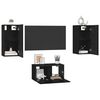 vidaXL Conjunto de mueble de TV 3 pcs Roble Negro Madera de ingenier&iacute;a