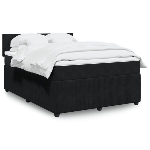 vidaXL Cama box spring con colch&oacute;n terciopelo negro 140x190 cm