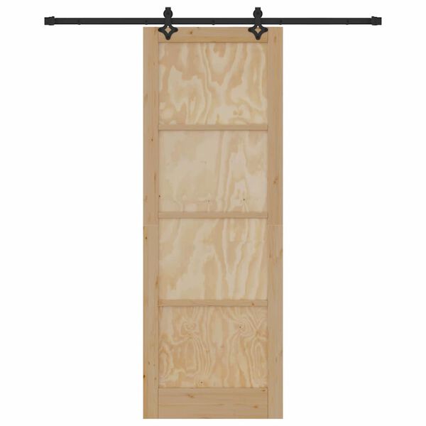 vidaXL Puerta Corredera Natural y negro 83 x 232 cm
