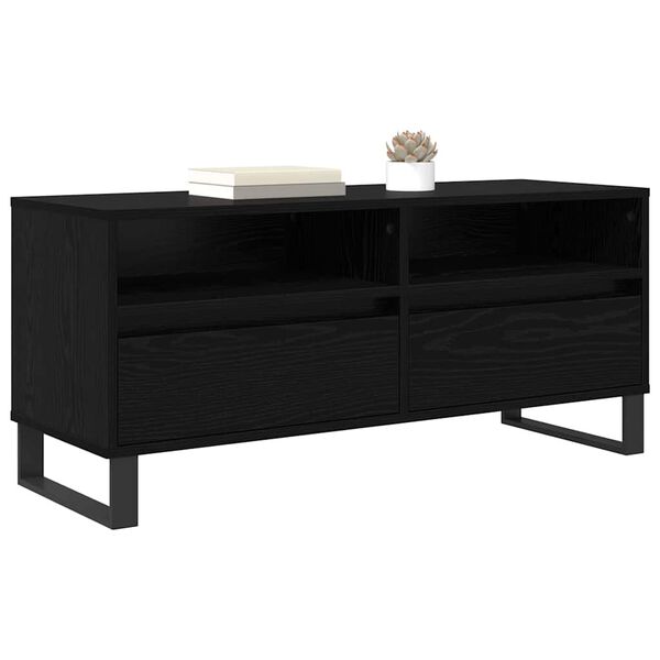 vidaXL Gabinete de TV con caj&oacute;n Roble Negro 100 x 34,5 x 44,5 cm