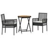 vidaXL Juego Bistro de Jard&iacute;n 3 uds. Negro rat&aacute;n sint&eacute;tico