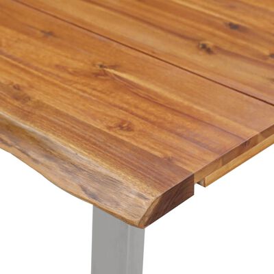 vidaXL Mesa de comedor madera de acacia y acero inoxidable 160x80x75cm