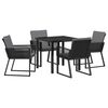 vidaXL Conjunto de Comedor de Jard&iacute;n 5 pcs Negro