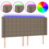 vidaXL Cabecero con LED de tela gris taupe 163x16x118/128 cm
