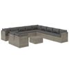 vidaXL Set de muebles de jardín 12 pzas cojines ratán sintético gris