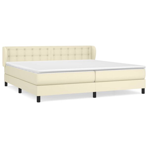 vidaXL Cama box spring con colch&oacute;n cuero sint&eacute;tico crema 200x200 cm