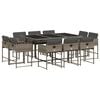 vidaXL Set de comedor de jard&iacute;n 11 pzas y cojines rat&aacute;n sint&eacute;tico gris