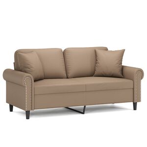 vidaXL Sof&aacute; de 2 plazas con cojines cuero sint&eacute;tico capuchino 140 cm