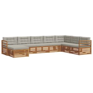 vidaXL Juegos de sof&aacute;s con coj&iacute;n 8 pcs Gris Natural y Claro