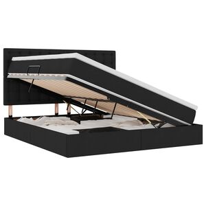 vidaXL Cama con almacenamiento y colch&oacute;n Negro 160 x 200 cm Poli&eacute;ster