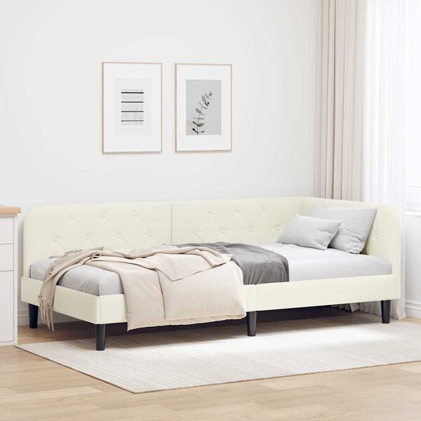 vidaXL Estructura de cama en esquina Crema 100 x 200 cm Terciopelo