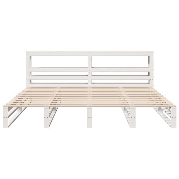 vidaXL Cama sin colch&oacute;n madera maciza de pino blanca 180x200 cm
