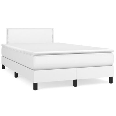 vidaXL Cama box spring con colchón cuero sintético blanco 120x200 cm