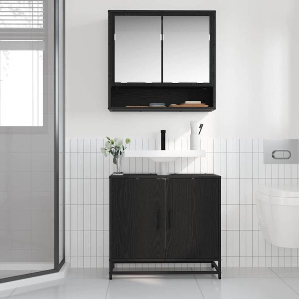 vidaXL Gabinete de Lavabo para Baño Roble Negro 65 x 33 x 60 cm