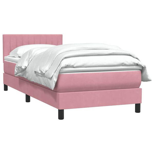 vidaXL Cama box spring con colch&oacute;n terciopelo rosa 100x220 cm