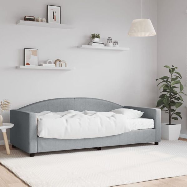 vidaXL Sofá cama con colchón tela gris claro 90x190 cm