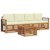 vidaXL Juegos de sof&aacute;s 5 pcs Natural y Crema Madera de Acacia S&oacute;lida