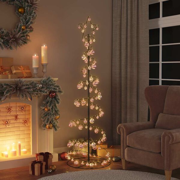 VidaXL LED para &aacute;rbol de Navidad con bolas 120 LED blanco c&aacute;lido 180cm