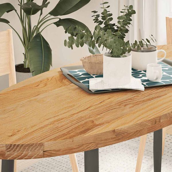 vidaXL Tablero de mesa ovalado madera maciza de roble 140x60x4 cm